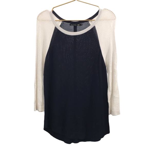 Rag & Bone Jean Women's Navy White 3/4 Lightweight Sweater Size S - Picture 1 of 8